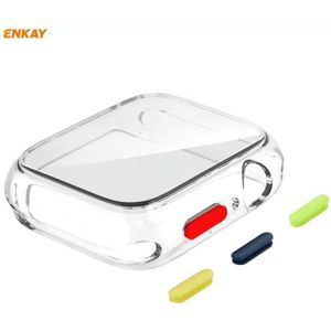 ENKAY Hat-prince Full Coverage TPU Case + Tempered Glass Protector voor Apple Watch Series 6 / 5 / 4 / SE 44mm (transparant)