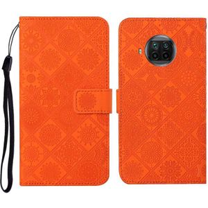 For Xiaomi Mi 10T Lite 5G Ethnic Style Embossed Pattern Horizontal Flip Leather Case with Holder & Card Slots & Wallet & Lanyard(Orange)