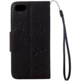 For  iPhone 8 & 7  Pressed Flowers Butterfly Pattern Horizontal Flip Leather Case with Holder & Card Slots & Wallet(Black)