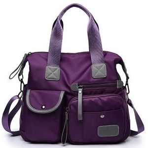 Waterproof Oxford Cloth Handbag Casual Nylon Shoulder Diagonal Bag Female Bag Canvas Bag(Purple)