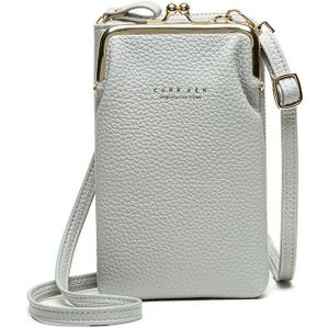 H2107 Ladies Mobile Phone Bag Shoulder Messenger Bag Pebbled Zipper Wallet(Gray)
