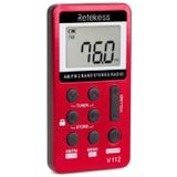 Retekess V-112 Mini Portable 1.5 inch LCD Display FM Radio with Lanyard & Earphone(Red)