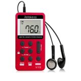 Retekess V-112 Mini Portable 1.5 inch LCD Display FM Radio with Lanyard & Earphone(Red)