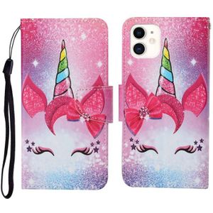 For iPhone 12 mini Painted Pattern Horizontal Flip Leathe Case(Unicorn)