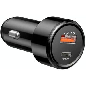 TE-P31 PD 20W USB-C / Type-C + QC3.0 18W USB Fast Car Charger(Black)