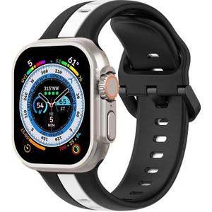 Tweekleurige lusgesp siliconen horlogeband voor Apple Watch Ultra 49 mm (zwart + wit)