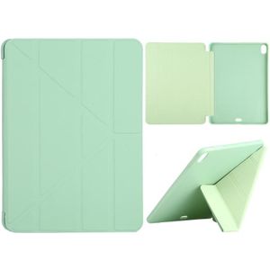 Millet Texture PU + Siliconen lederen behuizing met multi-opvouwbare houder voor iPad Air (2020) 10 9 inch (groen)