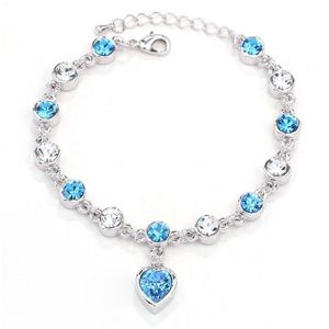 Fashion 12 Constellation Crystal Bracelets Gold-plated Anti-allergy Bracelet Jewelry(Baby Blue)