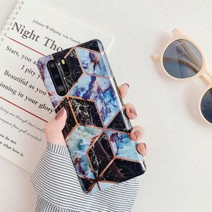 For Huawei P30 Pro  Plating Colorful Geometric Pattern Mosaic Marble TPU Mobile Phone Case(Black PJ6)