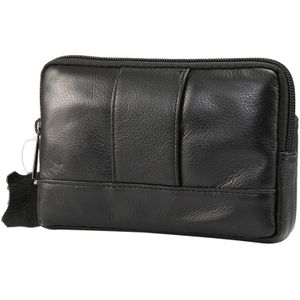6.0 inch and Below Universal Genuine Leather Men Horizontal Style Case Waist Bag with Belt Hole  For iPhone  Samsung  Sony  Huawei  Meizu  Lenovo  ASUS  Oneplus  Xiaomi  Cubot  Ulefone  Letv  DOOGEE  Vkworld  and other (Black)