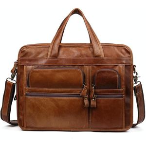 9913 Casual Men Singer-shoulder Messenger Briefcase 15.6 Inch Business Handbag(Brown)