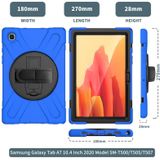 For Samsung Galaxy Tab A7 10.4 2020 T500 / T505 Shockproof Colorful Silicone + PC Protective Case with Holder & Shoulder Strap & Hand Strap & Screen Protector(Blue)