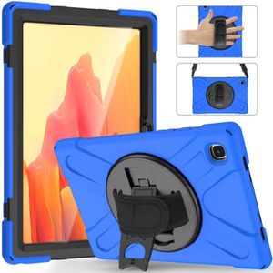 For Samsung Galaxy Tab A7 10.4 2020 T500 / T505 Shockproof Colorful Silicone + PC Protective Case with Holder & Shoulder Strap & Hand Strap & Screen Protector(Blue)