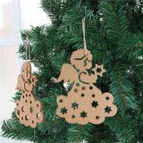 5 Sets Wood Hollow Carved Christmas Tree Pendants Home Decoration Hotel DIY Holiday Decoration Gifts(Angel)