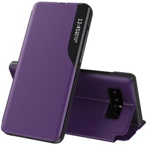 For Samsung Galaxy Note 8 Side Display Magnetic Shockproof Horizontal Flip Leather Case with Holder(Purple)