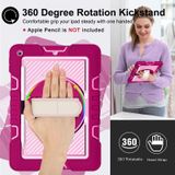 360 Degree Rotation Contrast Color Shockproof Silicone + PC Case with Holder & Hand Grip Strap & Shoulder Strap For iPad 9.7 2018 / 2017 / Air / Air 2 / Pro 9.7 (Rose Red+Pink)