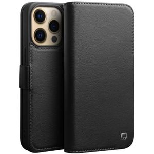 QIALINO Magnetic Buckle Leather Phone Case For iPhone 13 Pro Max(Black)