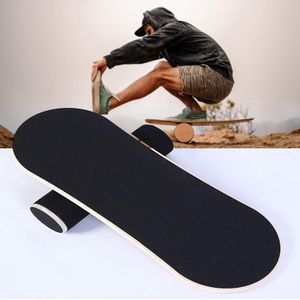 Surfing Ski Balance Board Roller Wooden Yoga Board  Specification: 05B Black Sand