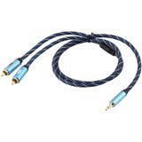 EMK 3.5mm Jack Male to 2 x RCA Male Gold Plated Connector Speaker Audio Cable  Cable Length:1m(Dark Blue)