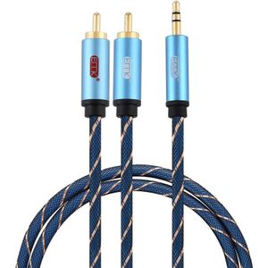 EMK 3.5mm Jack Male to 2 x RCA Male Gold Plated Connector Speaker Audio Cable  Cable Length:1m(Dark Blue)