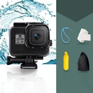 For GoPro HERO8 Black 45m Waterproof Housing Protective Case with Buckle Basic Mount & Screw & Floating Bobber Grip & Strap & Anti-Fog Inserts(Black)