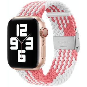 Nylon Braid One Buckle Vervanging Horlogeband voor Apple Watch Series 7 45mm / 6 & SE & 5 & 4 44mm / 3 & 2 & 1 42mm (Z Pink White)