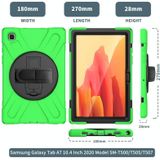 For Samsung Galaxy Tab A7 10.4 2020 T500 / T505 Shockproof Colorful Silicone + PC Protective Case with Holder & Shoulder Strap & Hand Strap & Screen Protector(Green)