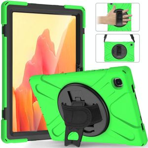 For Samsung Galaxy Tab A7 10.4 2020 T500 / T505 Shockproof Colorful Silicone + PC Protective Case with Holder & Shoulder Strap & Hand Strap & Screen Protector(Green)