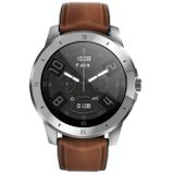 MX12 1.3 inch IPS Color Screen IP68 Waterproof Smart Watch  Support Bluetooth Call / Sleep Monitoring / Heart Rate Monitoring  Style: Leather Strap(Silver Brown)