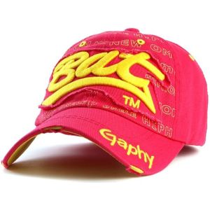 Embroidery Letter Pattern Adjustable Curved Eaves Baseball Cap  Head Circumference: 54-62cm(red yellow)