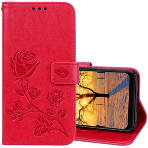 Rose Embossed Horizontal Flip PU Leather Case for Xiaomi Pocophone F1  with Holder & Card Slots & Wallet(Red)