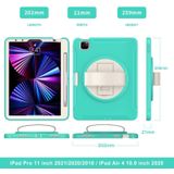 360 Degree Rotation PC + TPU Protective Case with Holder & Hand-strap For iPad Air 4 10.9 / Pro 11 2021/2020/2018(Mint Green)