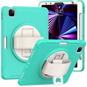 360 Degree Rotation PC + TPU Protective Case with Holder & Hand-strap For iPad Air 4 10.9 / Pro 11 2021/2020/2018(Mint Green)
