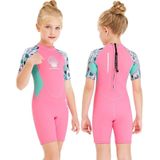 DIVE & SAIL M150656K Children Diving Suit 2.5mm One-piece Warm Swimsuit Short-sleeved Cold-proof Snorkeling Surfing Anti-jellyfish Suit  Size: L(Pink)