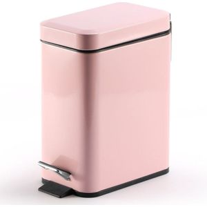Household Stainless Steel Foot Pedal Small Rectangular Trash Can(Pink)