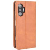 For Xiaomi Poco F3 GT / Redmi K40 Gaming Magnetic Buckle Retro Crazy Horse Texture Horizontal Flip Leather Case with Holder & Card Slots & Photo Frame(Brown)