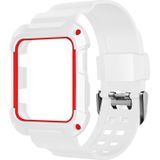 For Apple Watch 3 / 2 / 1 Generation 38mm All-In-One Silicone Strap(White + Red)