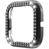 For Fitbit versa 2 PC Double-row Diamond-encrusted Protective Shell(Black)