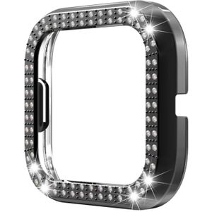 For Fitbit versa 2 PC Double-row Diamond-encrusted Protective Shell(Black)