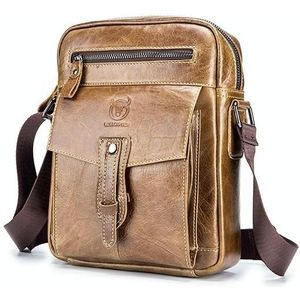 BUFF CAPTAIN 053 Men Leather Shoulder Messenger Bag First-Layer Cowhide Large Capacity Briefcase  Specification? Small (Dark Brown)