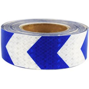 PVC Crystal Color Arrow Reflective Film Truck Honeycomb Guidelines Warning Tape Stickers 5cm x 25m(Blue White)