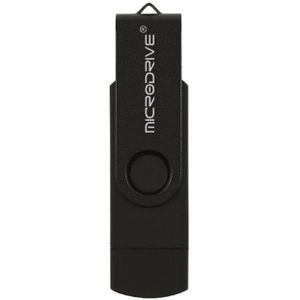 MicroDrive 8GB USB 2.0 Phone and Computer Dual-use Rotary OTG Metal U Disk (Black)