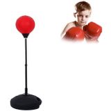 Children Base Version Height Adjustable Vertical PU Leather Vent Ball Boxing Speed Ball Family Fitness Equipment without Gloves(Red)