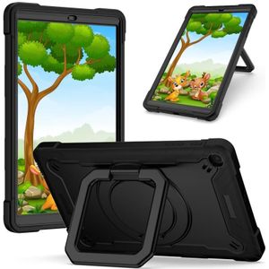 For Samsung Galaxy Tab A10.1 (2019) T510 Contrast Color Shockproof Robot Silicone + PC Case with Wristband Holder(Black)