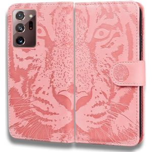 For Samsung Galaxy Note 20 Ultra Tiger Embossing Pattern Horizontal Flip Leather Case with Holder & Card Slots & Wallet(Pink)