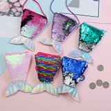 3 PCS Mermaid Tail Sequins Coin Purse Girls Crossbody Bags Card Holder Wallet( Pink)