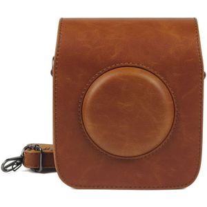 Full Body Camera PU Leather Case Bag with Strap for Fujifilm Instax Square SQ20(Brown)