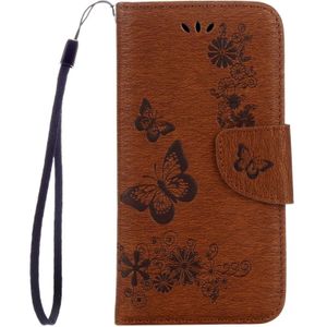 For Galaxy A5 (2017) / A520 Butterflies Embossing Horizontal Flip Leather Case with Holder & Card Slots & Wallet & Lanyard (Brown)