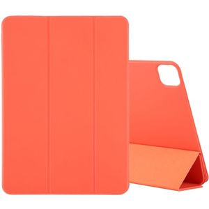For iPad Pro 12.9 inch(2020) Horizontal Flip Ultra-thin Double-sided Clip Without Magnetic PU Leather Case With Three-folding Holder & Sleep / Wake-up Function(Orange)