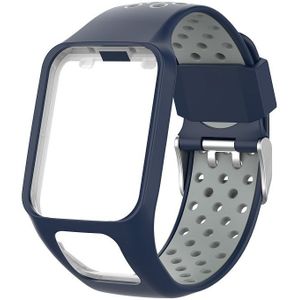 For TomTom Spark Runner 2 / 3 Strap Universal Model Two Color Silicone Replacement Wristband(Blue Grey)